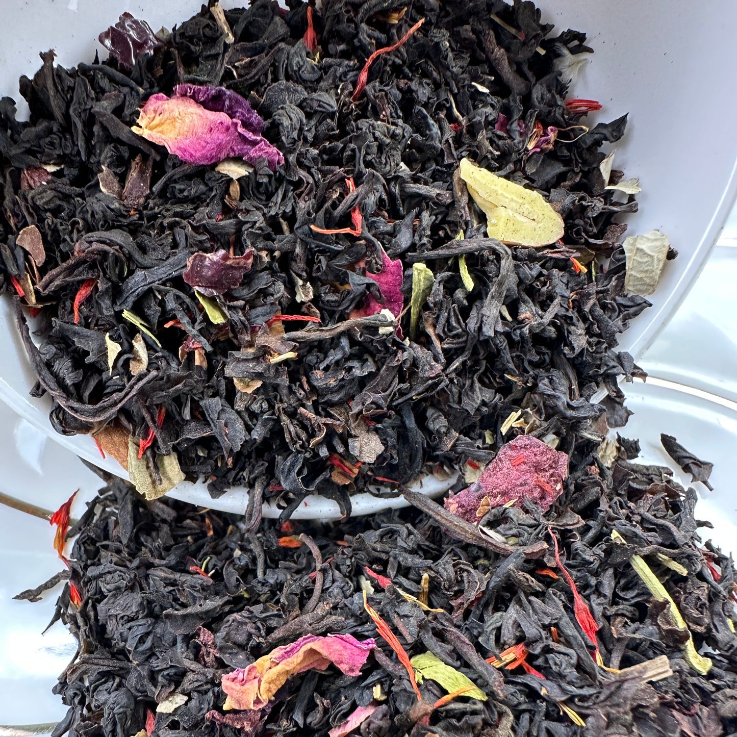 Crimson Almond, Cherry Almond, Flavored Black Loose Leaf Tea Spilling